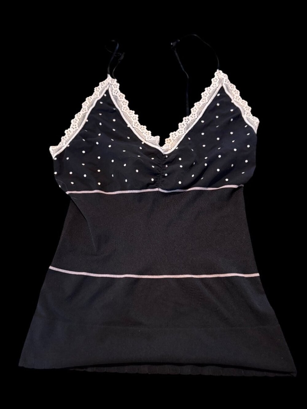 Victoria Secret Baby doll Lace Polka Dot Camisole Top Whimsigoth layering S Y2K
